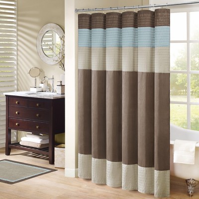 Grungis 72x72 Inch Faux Silk Shower Curtains with Pieced and Pintucking Detailing for Bathroom