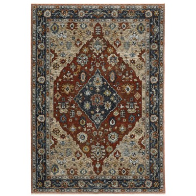Arya Vintage Medallion Indoor Area Rug Rust/Blue - Captiv8e Designs