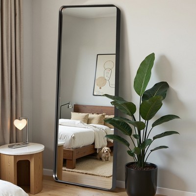 Lirago Metal Flat Mirror Full Length Mirror Leaning Mirror 71x31 Black