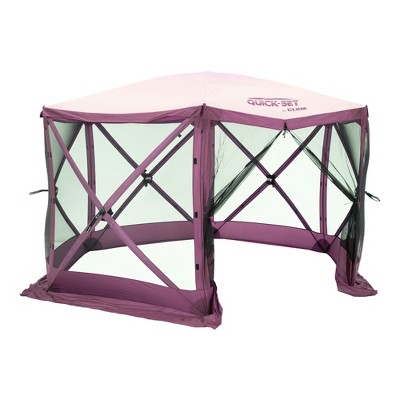 CLAM Quick-Set Pavilion Portable Pop-Up Outdoor Camping Gazebo Screen Tent Sided Canopy Shelter with Ground Stakes & Carry Bag