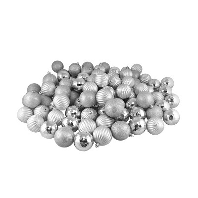 Northlight Shatterproof 3-Finish Christmas Ball Ornaments - 2.5" (60mm) - Silver - 100ct