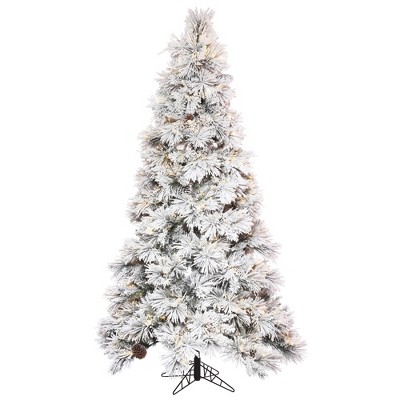 Vickerman Flocked Atka Slim Pine Artificial Christmas Tree PreLit
