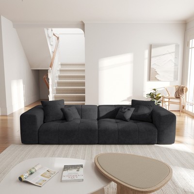 WJShome Modern Modular Sectional Sofa,104" Cloud Couch with Deep Seat, Linen Upholstered Loveseat Couch with Pillow for Small Spaces
