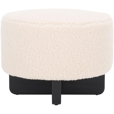 Riah Faux Shearling Round Ottoman - OTT4503 - Safavieh