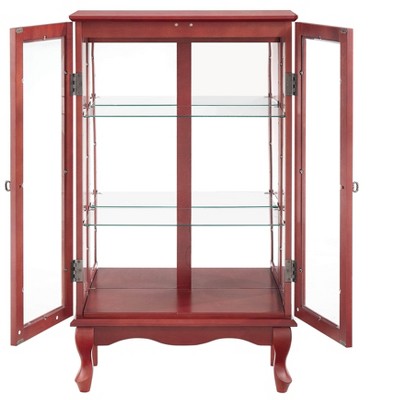 Elegant 2-Door Curio Cabinet with Tempered Glass Doors, Mirrored Back Panel, and Adjustable Shelves - Lighted Display Cabinet for Home