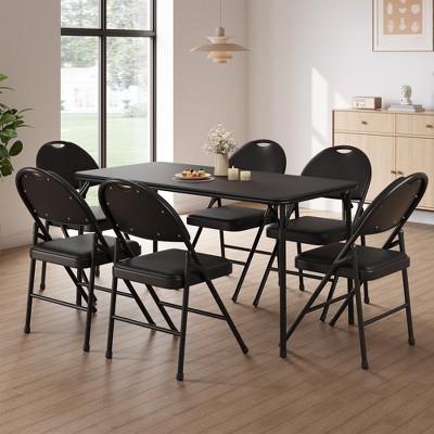Folding Chairs Pack, Padded Metal Foldable Chairs with PU Leather Cushion and Back, Stackable Portable Seating for Events Office Party
