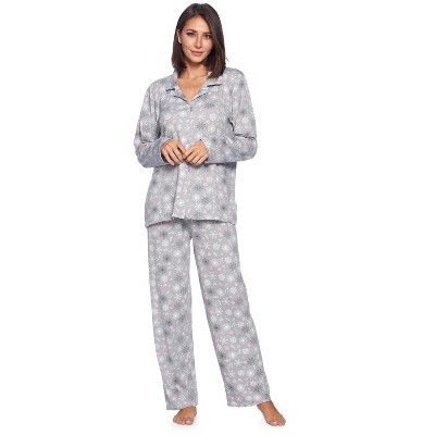 Casual Nights Women's Long Sleeve Rayon Button Down Pajama Set