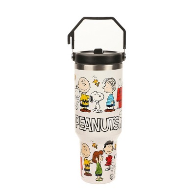 Peanuts All-Over Character Print White 40 Oz Stainless Steel Water Bottle