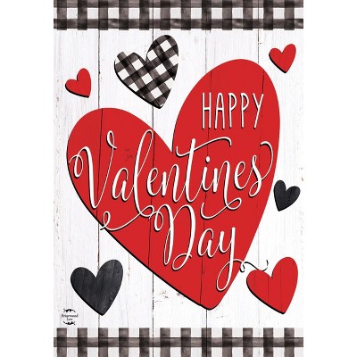 Briarwood Lane Checkered Valentine House Flag Holiday Hearts Rust