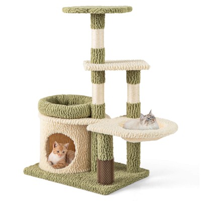 Costway Cute Cat Tree Multi-Level Aesthetic Kitten Tower w/ Condo Indoor Cat Climbing Furniture Activity Center