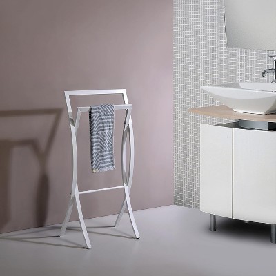 Kings Brand Furniture - 2-Tier Modern Stylish and Durable Metal Freestanding Bathroom Towel Rack Stand Holder