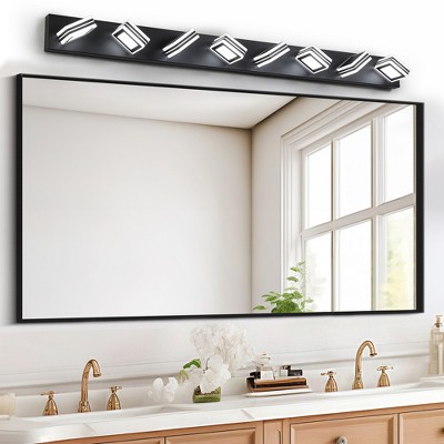 52" Modern 8-Light LED Vanity Light - Sleek Bathroom Wall Fixture, Iron & Acrylic, Dimmable & Energy-Efficient for Bathroom, Mirror Lighting