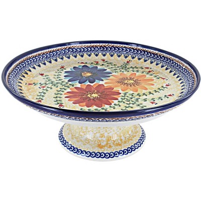 Blue Rose Polish Pottery 283 Vena Cake Plate