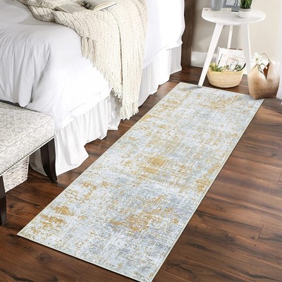 Modern Abstract Rug Non Slip Low Pile Washable Rug Colorful Distressed Rugs for Living Room Bedroom