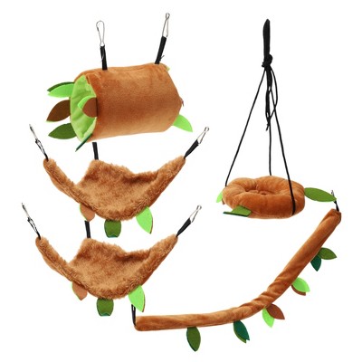 Unique Bargains Hamster Hammock Brown 5 Pcs