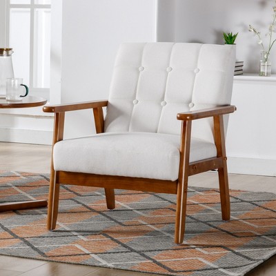MOONMISS Mid-Century Modern Accent chair，Leisure Chair with Solid Wood Armrest and Feet,for Living Room Bedroom Studio chair