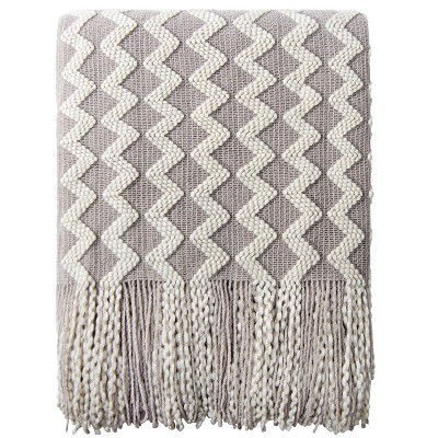 Acrylic Knitted Throw Blanket, Lightweight Soft Woven Blanket with Tassels, Decor for Couch & Bed, 51 x 67 inches - NTBAY