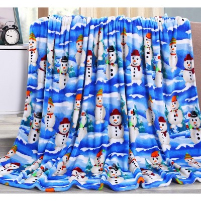 Noble house Christmas  Festive and Cheery Holiday Super Soft Ultra Comfy Microplush Throw Blanket 50"x60"