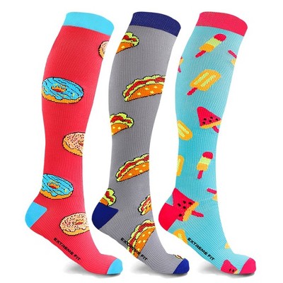 Extreme Fit Compression Socks Knee High - Made for Running, Athletics and Pregnancy - 3 Pair