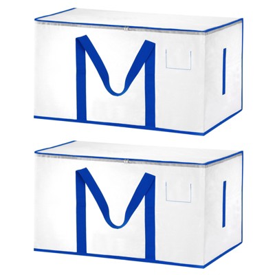 Unique Bargains Extra Large Moving Bags with Reinforced Handle Collapsible Underbed Storage Tote 2 Pcs