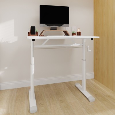 PAGED Adjustable Study Desk for Kids & Adults, Writing Desk, Compact Design Home Office Desks with Hand Crank for Living Room, Study