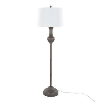 LumiSource Griffin 61" Contemporary Polyresin Floor Lamp in Acid Griffin Wood Finish/White Linen Shade from Grandview Gallery