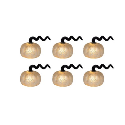 LumaBase Battery-Operated Mercury Glass Pumpkins - Set of 6