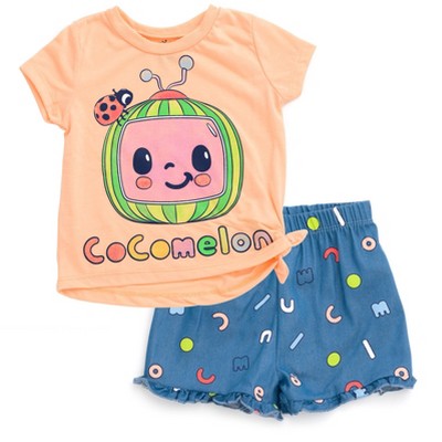 CoComelon Toddler Girls Knotted Graphic T-Shirt and Shorts Set Multicolor 3T