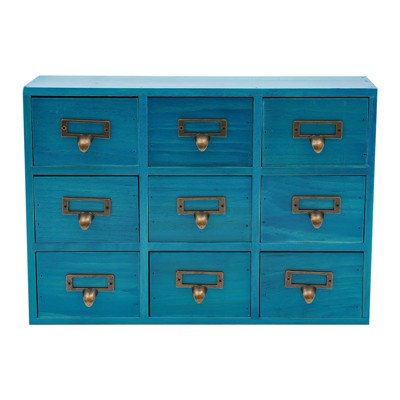 YIYIBYUS 9 Drawers Apothecary Chests and Cabinets, Wooden Desk Drawer Organizer