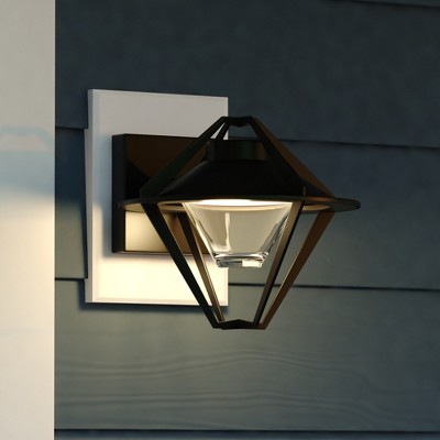 VAXCEL Jackson Steel 1 Light Integrated LED Black Contemporary Outdoor Wall Lantern Clear Glass