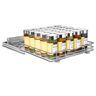 Lynk Professional Slide Out Vertical 10.25" Single Metal Spice Rack Silver: Kitchen Cupboard Organizer, Pull Out Storage