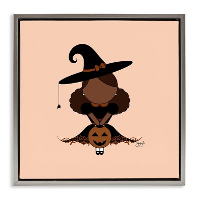 Stupell Industries Trick Or Treat Witch Floating Frame Canvas Art