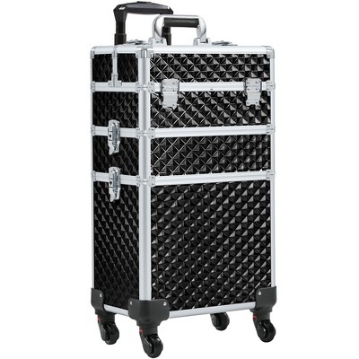 Yaheetech 3-in-1 Rolling Makeup Train Case with Large Storage