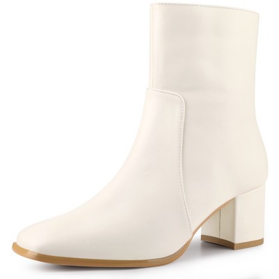 Allegra K Women's Halloween Square Toe Side Zip Block Heel Ankle Boots