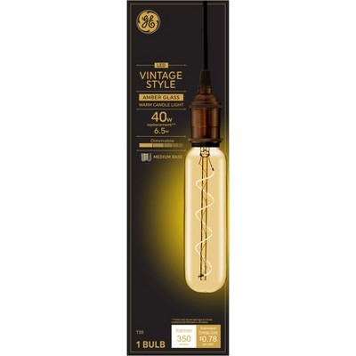 GE 40W Vintage Style T20 LED Light Bulb Amber Glass