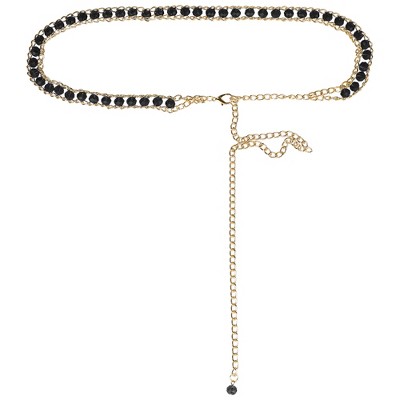 INSPIRE CHIC Women's Metal Gold Rhinestone Crystal Body Waist Chain Belts