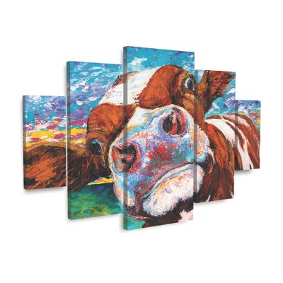 Trademark Fine Art -Carolee Vitaletti 'Curious Cow I' Multi Panel Art Set Large Diamond