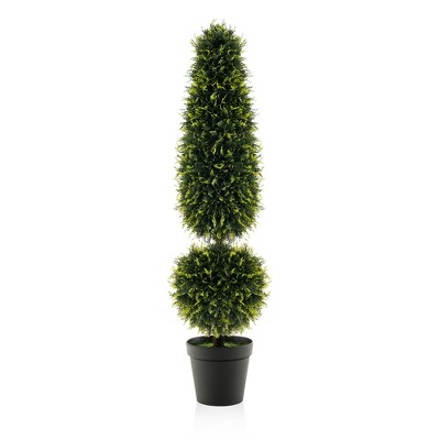 Tangkula 47.5" Artificial Boxwood Topiary Tree w/ Natural Vines PE Leaves & Flowerpot