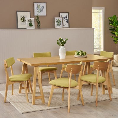 Christopher Knight Home Chazz Mid-Century Modern Fabric Upholstered 7 Piece Dining Set