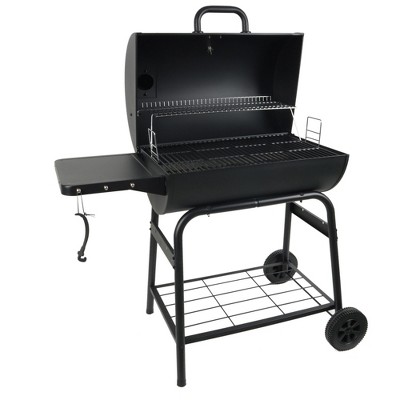 Grill Boss 30 Inch Barrel Charcoal Grill with Adjustable Grate, Large Cooking Area, Built In Temperature Gauge, and Durable Cast Iron Grates, Black