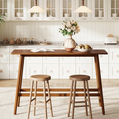 Tribesigns 63" Bar Table, Counter Height Table with Solid Wood Legs, for Home Kitchen, Dining Room, Living Room,Pub (Rustic Brown)