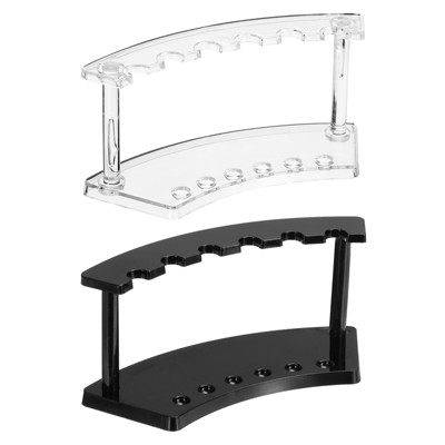 Unique Bargains 6-Slot Vertical and Horizontal Pen Holder Display Stand Clear/Black 2 Pcs