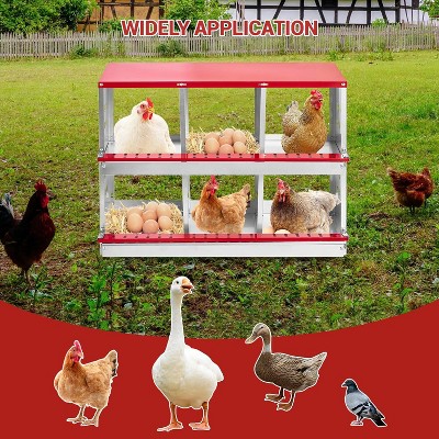 Metal Chicken Laying Box with Vented Holes & Swing Perch, Egg Nesting Box for Chickens, Hens, Ducks