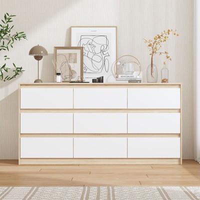Famapy Contemporary Minimalist 9 - Drawer Dresser Chest , Spacious Storage for Bedroom/Living Room
