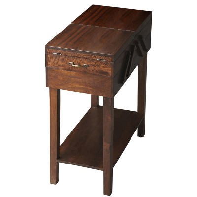 HomeRoots 28" Dark Brown Solid Wood Rectangular End Table With Drawer And Shelf