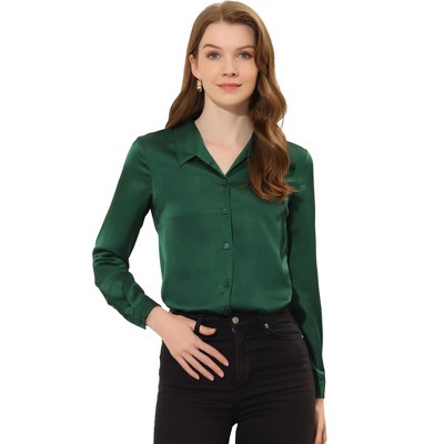 INSPIRE CHIC Women's V Neck Long Sleeve Button Down Blouse