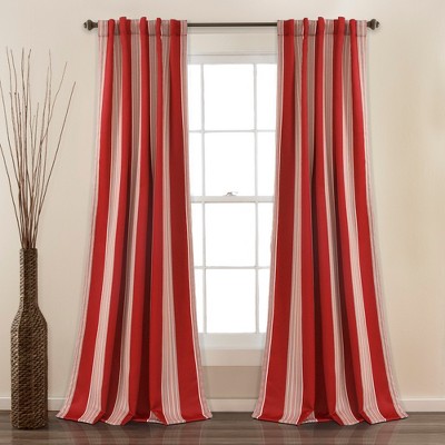 Lush Décor Julia Stripe Light Filtering Window Curtain Red Set 52x84