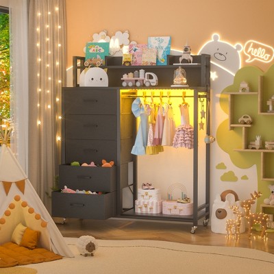 Aheaplus Dresser with 5 Fabric Drawers, Closet Storage