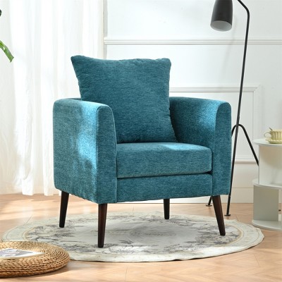 VASIP  Modern Accent Chair ,Upholstered Lounge Chair with Wood Legs and Pillow , Reading Chair for Living Room, Bedroom and Office,Olive Green