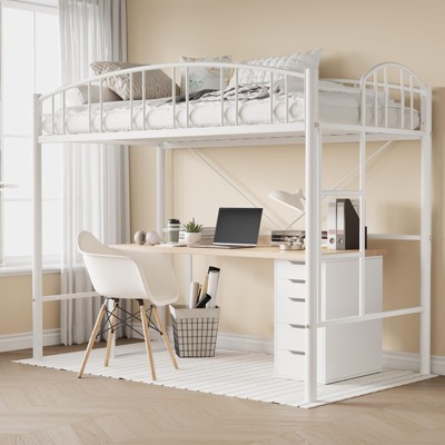 GustoWave Twin Loft Bed, with Ladde and Arched Guardrail